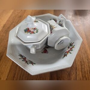 Fairfield Fine China Peace On Earth  Sugar Bowl and Creamer Set and Bowl